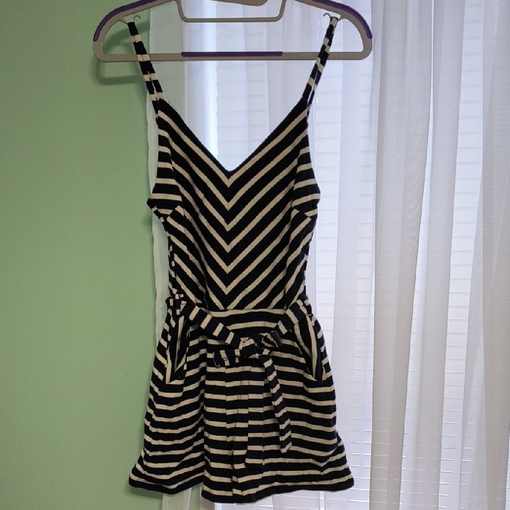 Black and White Striped Romper
